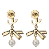RIBBON PEARL EARRINGS