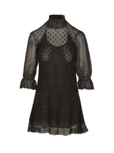 MINI ABITO CON MANICHE A SBUFFO E VOLANT IN MAGLIA DI LUREX