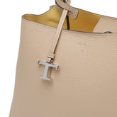 SMALL LEATHER HANDBAG WITH T TIMELESS CHARM