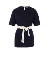 BELTED TSHIRT IN COTTON AND SILK