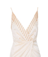 RED CARPET DRESS WITH EMBROIDERED CRYSTALS