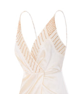 RED CARPET DRESS WITH EMBROIDERED CRYSTALS