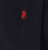 FELPA CON ZIP E CAPPUCCIO E FIAMME RICAMATE