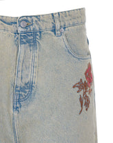 BERMUDA IN JEANS DUSTY BRODE FLEURS
