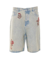 BERMUDA IN JEANS DUSTY BRODE FLEURS