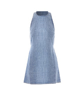 RHINESTONE CROC EFFECT DENIM MINI DRESS