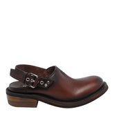 SABOT IN PELLE CON LOGO MIU MIU