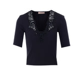 T-SHIRT A COSTINE CON DETTAGI IN PIZZO
