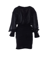 APRICENA SHORT DRESS WITH LONG SLEEVES AND DRAPES
