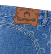 DENIM ZIPPED MINI SKIRT WITH MOON LOGO