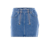 DENIM ZIPPED MINI SKIRT WITH MOON LOGO