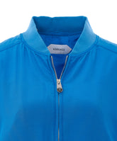 SILK-POPLIN ZIP BLOUSON WITH VERSACE LOGO EMBROIDERY
