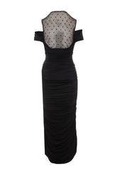 ABITO MIDI ASIMMETRICO IN CREPE DI JERSEY CON DETTAGLIO MOON
