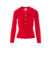POLO SHIRT IN RED MERINO WITH LOGO BUTTONS