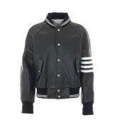 OVERSIZED LEATHER BOMBER WITH 4-BAR