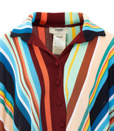 PONCHO A RIGHE MULTICOLOR CON PATCH FENDI