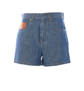 SHORTS IN DENIM CON LOGO FF
