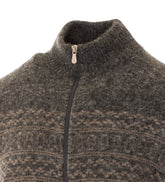 CARDIGAN CON ZIP A COLLO NORDIC JACQUARD