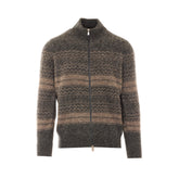 CARDIGAN CON ZIP A COLLO NORDIC JACQUARD