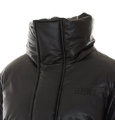LOGO FAUX LEATHER DOWN JACKET