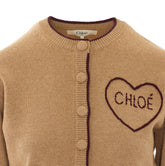 CARDIGAN ADERENTE IN LANA CON LOGO