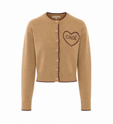 CARDIGAN ADERENTE IN LANA CON LOGO