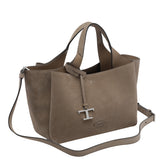 SUEDE MINI HANDBAG WITH T TIMELESS CHARM