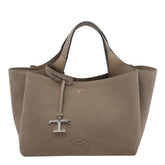 SUEDE MINI HANDBAG WITH T TIMELESS CHARM
