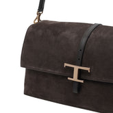 SMALL T TIMELESS FLAP SUEDE SHOULDER BAG