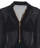 GEORGETTE FABRIC WITH JEWEL CHAIN BODYSUIT
