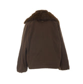 GABARDINE FAUX FUR NECK JACKET