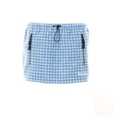 MINIGONNA IN PILE VICHY CON LOGO MIU MIU