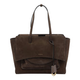 LARGE SUEDE FLAP HANDBAG