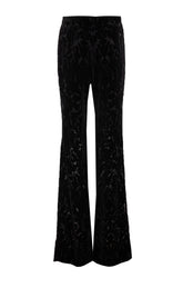 FLORAL PRINT VELOUR DEVORE' PANTS