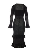 WOOL MIX KNITTED LONG DRESS WITH RUCHES
