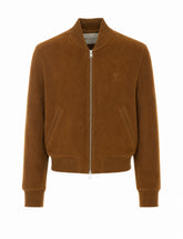 BOMBER CON ZIP E LOGO AMI DE COEUR IN SUEDE