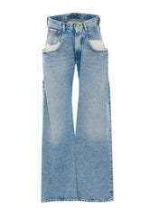 JEANS A GAMBA DRITTA CON TASCHE A CONTRASTO