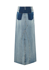 GONNA LUNGA IN DENIM BICOLORE