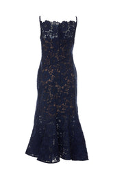 SPIRAL LACE MIDI DRESS