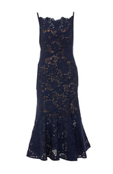 SPIRAL LACE MIDI DRESS