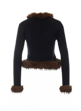 FAUX FUR KNIT CARDIGAN