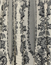 SATIN JACQUARD LONG SKIRT WITH FLOWERS AND POLKA DOTS PRINT