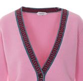 KNIT CARDIGAN WITH CONTRASTING GRECA MOTIF