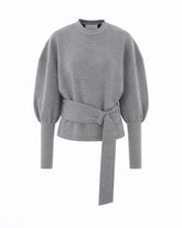 LONG-SLEEVES BELTED SWEATSHIRT