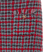 CHECK FRAYED KNIT MIDI SKIRT