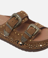 WESTERN BUCKLE PLATFORM SANDALS