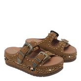 WESTERN BUCKLE PLATFORM SANDALS