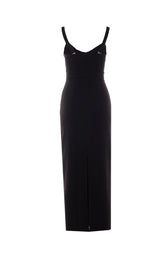 LONG BUSTIER DRESS WITH CRYSTALS