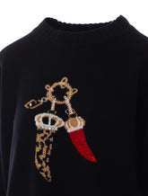 JACQUARD WOOL JERSEY WITH CHARM