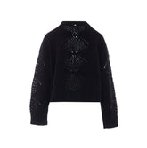 MAGLIA CON PERLINE E TRAFORATURE